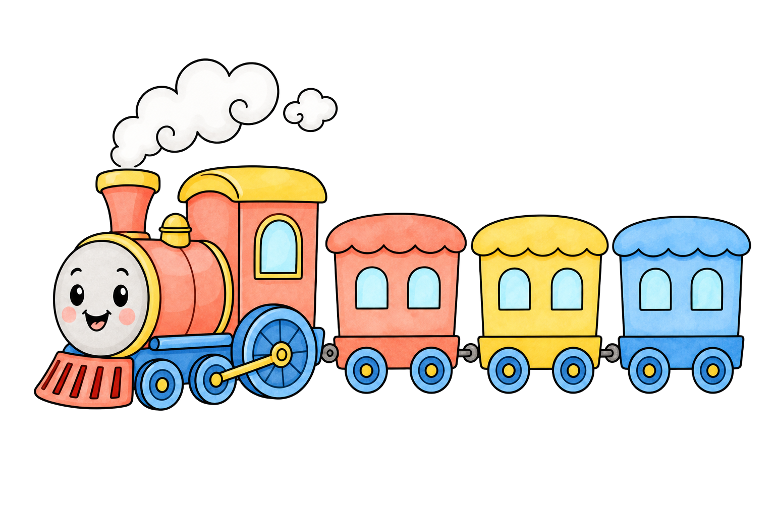 Cute colorful choo-choo train illustration